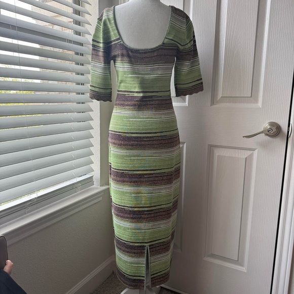 Veronica Beard Kante Knit Green and Brown Dress - Picture 3 of 7
